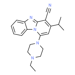 ChemSpider 2D Image | 1-(4-Ethyl-1-piperazinyl)-3-isopropylpyrido[1,2-a]benzimidazole-4-carbonitrile | C21H25N5
