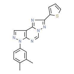 ChemSpider 2D Image | 7-(3,4-Dimethylphenyl)-2-(2-thienyl)-7H-pyrazolo[4,3-e][1,2,4]triazolo[1,5-c]pyrimidine | C18H14N6S