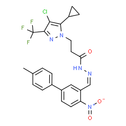 ChemSpider 2D Image | 3-[4-Chloro-5-cyclopropyl-3-(trifluoromethyl)-1H-pyrazol-1-yl]-N'-[(Z)-(4'-methyl-4-nitro-3-biphenylyl)methylene]propanehydrazide | C24H21ClF3N5O3
