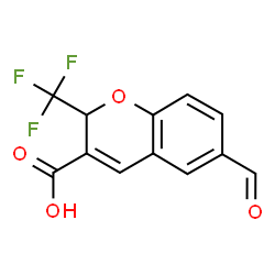 ChemSpider 2D Image | 6-Formyl-2-(trifluoromethyl)-2H-chromene-3-carboxylic acid | C12H7F3O4