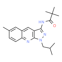 ChemSpider 2D Image | N-(1-Isobutyl-6-methyl-1H-pyrazolo[3,4-b]quinolin-3-yl)-2,2-dimethylpropanamide | C20H26N4O