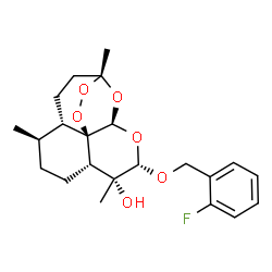 ChemSpider 2D Image | (3R,5aS,6R,8aS,9R,10S,12R,12aR)-10-[(2-fluorobenzyl)oxy]-3,6,9-trimethyldecahydro-3,12-epoxy[1,2]dioxepino[4,3-i]isochromen-9-ol | C22H29FO6
