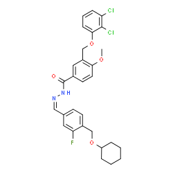 ChemSpider 2D Image | N'-[(Z)-{4-[(Cyclohexyloxy)methyl]-3-fluorophenyl}methylene]-3-[(2,3-dichlorophenoxy)methyl]-4-methoxybenzohydrazide | C29H29Cl2FN2O4
