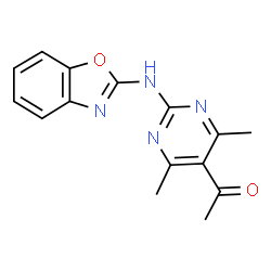 ChemSpider 2D Image | ethanone, 1-[2-(2-benzoxazolylamino)-4,6-dimethyl-5-pyrimidinyl]- | C15H14N4O2