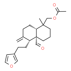 ChemSpider 2D Image | {(4aR,5R,8aR)-4a-Formyl-5-[2-(3-furyl)ethyl]-1-methyl-6-methylenedecahydro-1-naphthalenyl}methyl acetate | C22H30O4