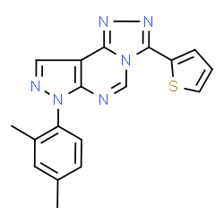 ChemSpider 2D Image | 7-(2,4-Dimethylphenyl)-3-(2-thienyl)-7H-pyrazolo[4,3-e][1,2,4]triazolo[4,3-c]pyrimidine | C18H14N6S