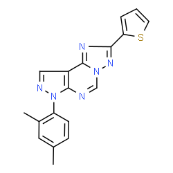 ChemSpider 2D Image | 7-(2,4-Dimethylphenyl)-2-(2-thienyl)-7H-pyrazolo[4,3-e][1,2,4]triazolo[1,5-c]pyrimidine | C18H14N6S