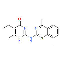 ChemSpider 2D Image | 4-pyrimidinol, 2-[(4,8-dimethyl-2-quinazolinyl)amino]-5-ethyl-6-methyl- | C17H19N5O
