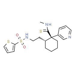 ChemSpider 2D Image | (1S,2R)-N-Methyl-1-(3-pyridinyl)-2-{2-[(2-thienylsulfonyl)amino]ethyl}cyclohexanecarbothioamide | C19H25N3O2S3