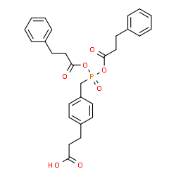 ChemSpider 2D Image | 3-[4-({Bis[(3-phenylpropanoyl)oxy]phosphoryl}methyl)phenyl]propanoic acid | C28H29O7P