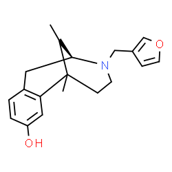 ChemSpider 2D Image | (9S)-10-(3-Furylmethyl)-1,13-dimethyl-10-azatricyclo[7.3.1.0~2,7~]trideca-2,4,6-trien-4-ol | C19H23NO2