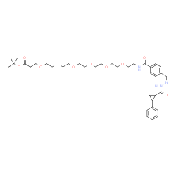 ChemSpider 2D Image | 2-Methyl-2-propanyl 1-oxo-1-{4-[(Z)-{[(2-phenylcyclopropyl)carbonyl]hydrazono}methyl]phenyl}-5,8,11,14,17,20-hexaoxa-2-azatricosan-23-oate | C37H53N3O10