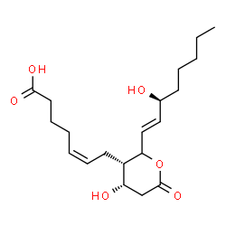 ChemSpider 2D Image | (5Z)-7-{(3S,4S)-4-Hydroxy-2-[(1E,3S)-3-hydroxy-1-octen-1-yl]-6-oxotetrahydro-2H-pyran-3-yl}-5-heptenoic acid | C20H32O6