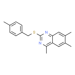 ChemSpider 2D Image | 4,6,7-Trimethyl-2-[(4-methylbenzyl)sulfanyl]quinazoline | C19H20N2S