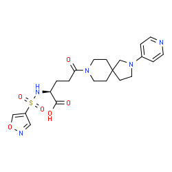 ChemSpider 2D Image | (2S)-2-[(1,2-Oxazol-4-ylsulfonyl)amino]-5-oxo-5-[2-(4-pyridinyl)-2,8-diazaspiro[4.5]dec-8-yl]pentanoic acid | C21H27N5O6S