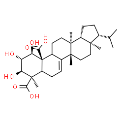 ChemSpider 2D Image | (3R,3aR,5aS,8R,9R,10S,11S,11aS,13aS,13bR)-9,10,11-Trihydroxy-3-isopropyl-3a,5a,8,13a-tetramethyl-1,2,3,3a,4,5,5a,7,7a,8,9,10,11,11b,12,13,13a,13b-octadecahydro-11aH-cyclopenta[a]chrysene-8,11a-dicarbo
xylic acid | C30H46O7
