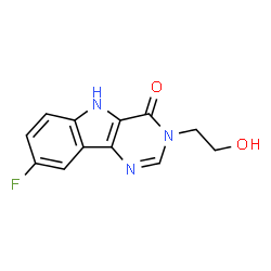 ChemSpider 2D Image | 8-Fluoro-3-(2-hydroxyethyl)-3,5-dihydro-4H-pyrimido[5,4-b]indol-4-one | C12H10FN3O2