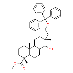 ChemSpider 2D Image | Methyl (5xi,8alpha,13alpha,14alpha)-14-hydroxy-16-(trityloxy)pimaran-18-oate | C40H50O4