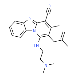ChemSpider 2D Image | 1-{[2-(Dimethylamino)ethyl]amino}-3-methyl-2-(2-methyl-2-propen-1-yl)pyrido[1,2-a]benzimidazole-4-carbonitrile | C21H25N5