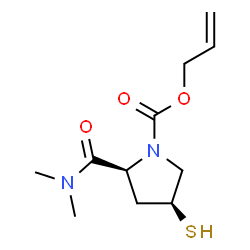 ChemSpider 2D Image | Allyl (2S,4S)-2-(dimethylcarbamoyl)-4-sulfanyl-1-pyrrolidinecarboxylate | C11H18N2O3S
