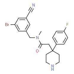 ChemSpider 2D Image | N-(3-Bromo-5-cyanobenzyl)-2-[4-(4-fluorophenyl)-4-piperidinyl]-N-methylacetamide | C22H23BrFN3O