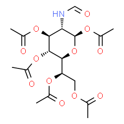 ChemSpider 2D Image | (5S)-1,3,4-Tri-O-acetyl-2-deoxy-5-[(1R)-1,2-diacetoxyethyl]-2-formamido-beta-L-xylopyranose | C18H25NO12