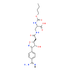ChemSpider 2D Image | N-(Butoxycarbonyl)-3-({[(4R,5S)-3-(4-carbamimidoylphenyl)-4-hydroxy-4,5-dihydro-1,2-oxazol-5-yl]acetyl}amino)-L-alanine | C20H27N5O7