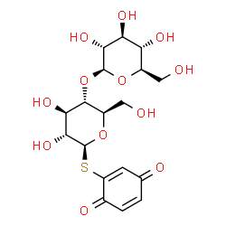 ChemSpider 2D Image | 3,6-Dioxo-1,4-cyclohexadien-1-yl 4-O-beta-D-glucopyranosyl-1-thio-beta-D-glucopyranoside | C18H24O12S