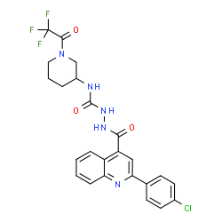 ChemSpider 2D Image | 2-{[2-(4-Chlorophenyl)-4-quinolinyl]carbonyl}-N-[1-(trifluoroacetyl)-3-piperidinyl]hydrazinecarboxamide | C24H21ClF3N5O3