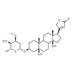 ChemSpider 2D Image | (3beta,5beta,8xi,9xi)-3-[(2,6-Dideoxy-3-O-methyl-beta-D-ribo-hexopyranosyl)oxy]-5,14-dihydroxycard-20(22)-enolide | C30H46O8