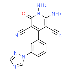 ChemSpider 2D Image | 1,6-Diamino-2-oxo-4-[3-(1H-1,2,4-triazol-1-yl)phenyl]-1,2-dihydro-3,5-pyridinedicarbonitrile | C15H10N8O