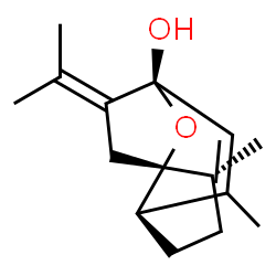 ChemSpider 2D Image | (1R,2R,5R,8S)-9-Isopropylidene-2,6-dimethyl-11-oxatricyclo[6.2.1.0~1,5~]undec-6-en-8-ol | C15H22O2