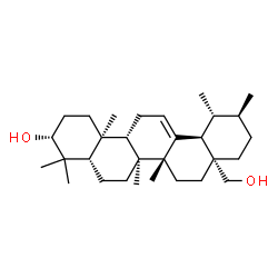 ChemSpider 2D Image | (3alpha,5beta,8alpha,9beta,10alpha,14beta,17alpha,18alpha,19alpha,20beta)-Urs-12-ene-3,28-diol | C30H50O2