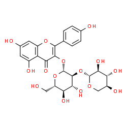ChemSpider 2D Image | 5,7-Dihydroxy-2-(4-hydroxyphenyl)-4-oxo-4H-chromen-3-yl 2-O-beta-L-xylopyranosyl-beta-L-glucopyranoside | C26H28O15