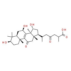 ChemSpider 2D Image | (3alpha,5beta,7alpha,10alpha,13alpha,14beta,15beta,17alpha,20S)-3,7,15-Trihydroxy-11,23-dioxolanost-8-en-26-oic acid | C30H46O7
