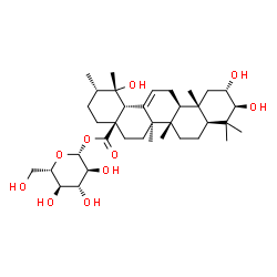 ChemSpider 2D Image | 1-O-[(2beta,3alpha,5beta,8alpha,9beta,10alpha,14beta,17alpha,18alpha,19alpha,20beta)-2,3,19-Trihydroxy-28-oxours-12-en-28-yl]-beta-L-glucopyranose | C36H58O10