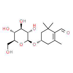 ChemSpider 2D Image | (1S)-4-Formyl-3,5,5-trimethyl-3-cyclohexen-1-yl beta-L-glucopyranoside | C16H26O7