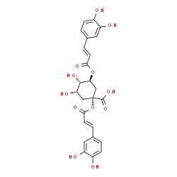 ChemSpider 2D Image | (1R,3S,4S,5S)-1,3-Bis{[(2E)-3-(3,4-dihydroxyphenyl)-2-propenoyl]oxy}-4,5-dihydroxycyclohexanecarboxylic acid | C25H24O12
