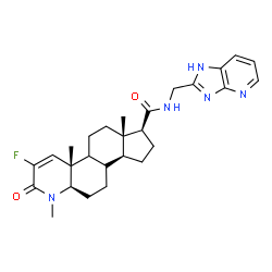ChemSpider 2D Image | (4aS,6aS,7S,9aS,11aR)-3-Fluoro-N-(1H-imidazo[4,5-b]pyridin-2-ylmethyl)-1,4a,6a-trimethyl-2-oxo-2,4a,4b,5,6,6a,7,8,9,9a,9b,10,11,11a-tetradecahydro-1H-indeno[5,4-f]quinoline-7-carboxamide | C27H34FN5O2