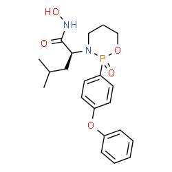 ChemSpider 2D Image | (2R)-N-Hydroxy-4-methyl-2-[2-oxido-2-(4-phenoxyphenyl)-1,3,2-oxazaphosphinan-3-yl]pentanamide | C21H27N2O5P