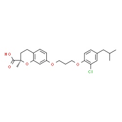 ChemSpider 2D Image | (2R)-7-[3-(2-Chloro-4-isobutylphenoxy)propoxy]-2-methyl-2-chromanecarboxylic acid | C24H29ClO5