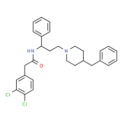 ChemSpider 2D Image | N-[3-(4-Benzyl-1-piperidinyl)-1-phenylpropyl]-2-(3,4-dichlorophenyl)acetamide | C29H32Cl2N2O