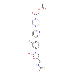 ChemSpider 2D Image | 2-[4-(5-{4-[(5S)-5-(Acetamidomethyl)-2-oxo-1,3-oxazolidin-3-yl]-2-fluorophenyl}-2-pyridinyl)-1-piperazinyl]-2-oxoethyl acetate | C25H28FN5O6
