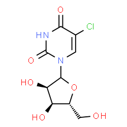 ChemSpider 2D Image | 5-Chloro-1-(D-ribofuranosyl)-2,4(1H,3H)-pyrimidinedione | C9H11ClN2O6