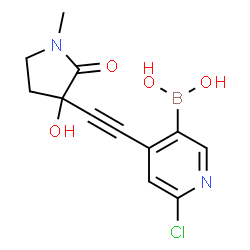 ChemSpider 2D Image | {6-Chloro-4-[(3-hydroxy-1-methyl-2-oxo-3-pyrrolidinyl)ethynyl]-3-pyridinyl}boronic acid | C12H12BClN2O4