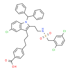 ChemSpider 2D Image | 4-{3-[5-Chloro-2-(2-{[(2,5-dichlorobenzyl)sulfonyl]amino}ethyl)-1-(diphenylmethyl)-1H-indol-3-yl]propyl}benzoic acid | C40H35Cl3N2O4S