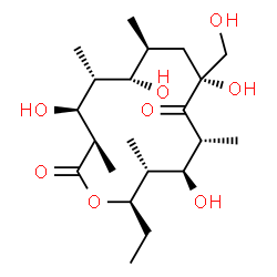 ChemSpider 2D Image | (3R,4S,5R,6S,7S,9R,11R,12S,13R,14R)-14-Ethyl-4,6,9,12-tetrahydroxy-9-(hydroxymethyl)-3,5,7,11,13-pentamethyloxacyclotetradecane-2,10-dione | C21H38O8