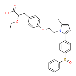 ChemSpider 2D Image | 2-Ethoxy-3-[4-(2-{2-methyl-5-[4-(phenylsulfinyl)phenyl]-1H-pyrrol-1-yl}ethoxy)phenyl]propanoic acid | C30H31NO5S