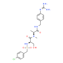 ChemSpider 2D Image | N-[(4-Chlorobenzyl)sulfonyl]-D-seryl-N-{4-[(diaminomethylene)amino]benzyl}-N~2~-methyl-L-alaninamide | C22H29ClN6O5S
