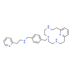 ChemSpider 2D Image | 2-(2-Pyridinyl)-N-{4-[4,7,10,17-tetraazabicyclo[11.3.1]heptadeca-1(17),13,15-trien-7-ylmethyl]benzyl}ethanamine | C28H38N6